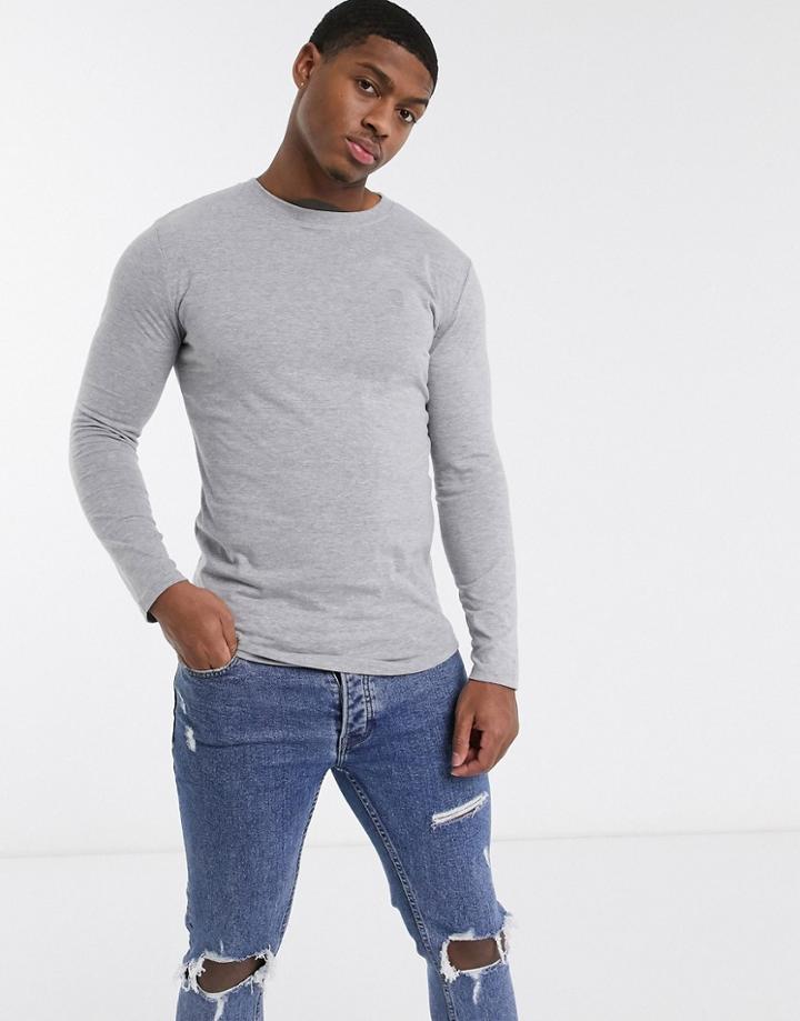 Soul Star Long Sleeve Top In Gray Melange