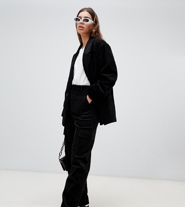Weekday Pocket Detail Cord Pants In Black