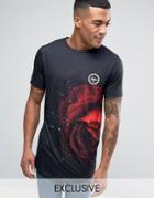Hype T-shirt In Black With Rose Print - Black