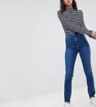 Asos Design Tall Farleigh High Waist Slim Mom Jeans In Blossom Darkwash - Blue