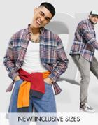 Asos Design 90s Oversized Plaid Shirt In Collegiate Rainbow-multi