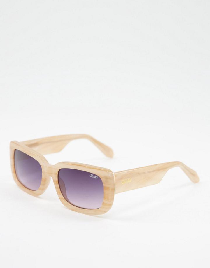 Quay Yada Yada Square Sunglasses In Ivory Tortoise Shell-white