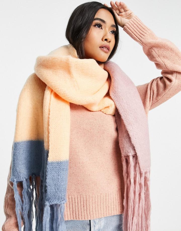 Urbancode Tasseled Color Block Scarf In Multi