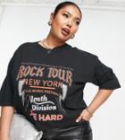 I Saw It First Curve Oversized Rock Tour T-shirt In Black