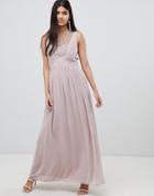 Little Mistress Maxi Dress With Pearl Embellishment - Pink