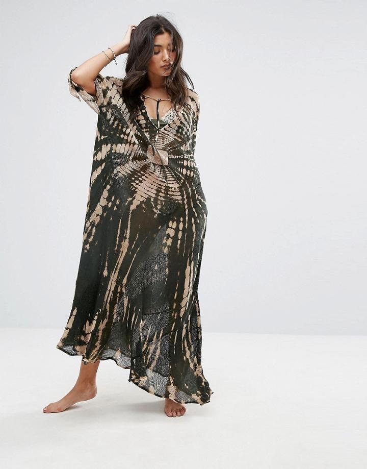 Blue Life Tie Dye Maxi Beach Caftan - Multi