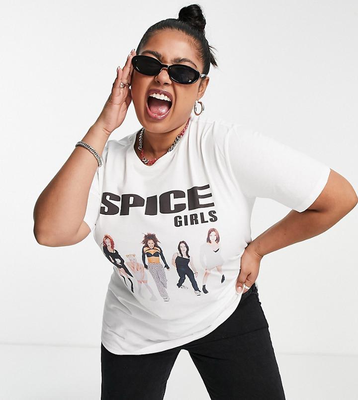 Asos Design Curve T-shirt With Spice Girls Print In White