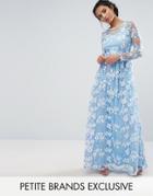 True Decadence Petite Premium 3d Lace Applique Maxi Dress - Blue