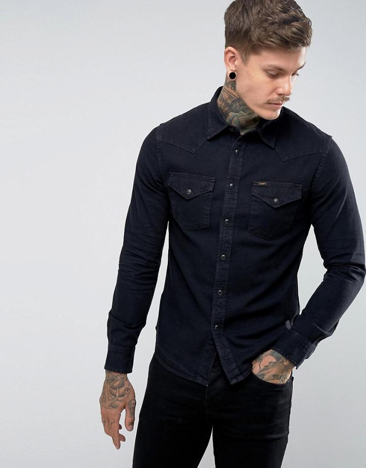 Lee Slim Fit Western Shirt Washed Black - Black
