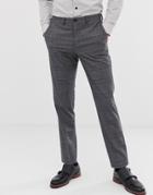 Jack & Jones Premium Slim Wedding Suit Pants In Check - Gray