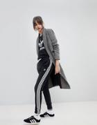 Adidas Originals Adicolor Three Stripe Regular Fit Cuffed Track Pants In Black - Black