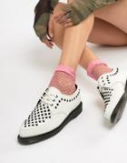 Dr Martens Willis White Leather Studded Flat Shoes - White