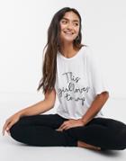 In The Style X Billie Faiers Slogan T Shirt And Legging Set In White Multi