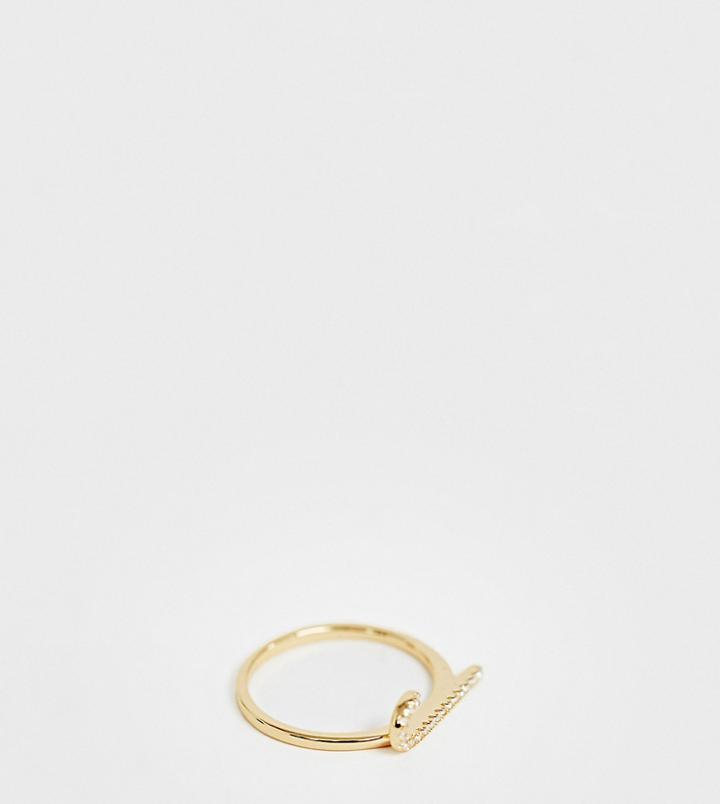 Galleria Armadoro Gold Plated Crystal Pave J Initial Ring - Gold