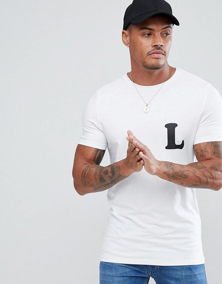 Asos Muscle T-shirt With L Print - White