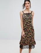 Warehouse Lace Hem Floral Midi Cami Dress - Multi