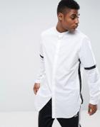 Asos Regular Fit Super Longline Shirt With Taping - White