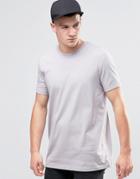 Asos Longline T-shirt With Crew Neck In Pale Purple - Pale Lilac