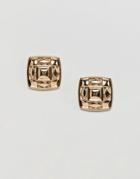 Asos Design Chunky Cut Out Square Stud Earrings - Gold