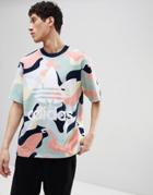 Adidas Originals Hza Valley T-shirt In Boxy Fit In Multi Dn9085 - Blue