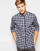 Selected Homme Flannel Check Shirt In Slim Fit - Navy