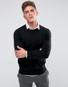 Asos Design Knitted Crew Neck Sweater In Black - Black
