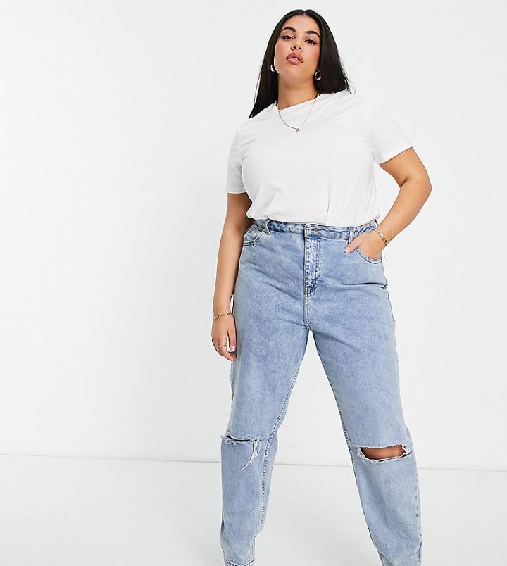 Asos Design Curve Ultimate T-shirt With Crew Neck In Organic Cotton Blend In White