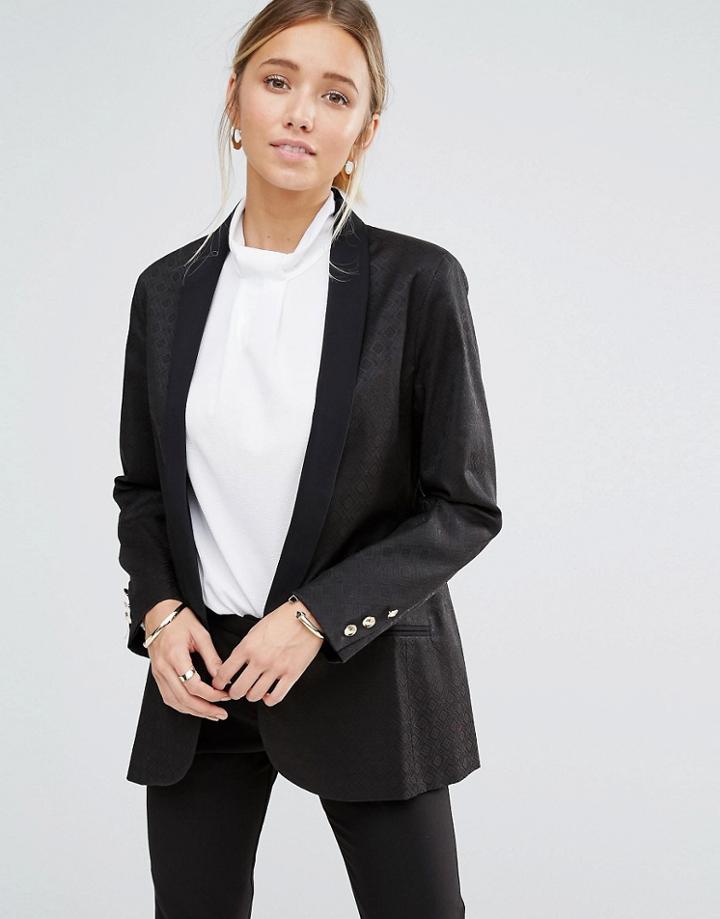 Closet Textured Long Collar Blazer - Black