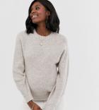 Asos Design Maternity Fluffy Sweater With Balloon Sleeve-beige