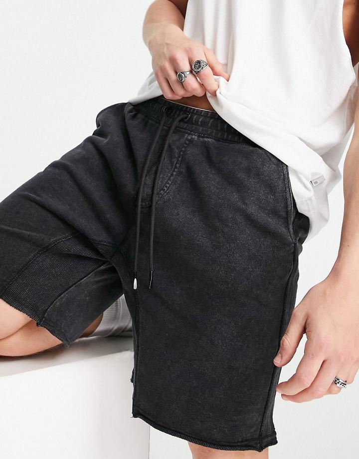 Bershka Jersey Shorts Set In Gray-grey