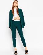 Asos Ankle Grazer Cigarette Pant In Crepe - Green