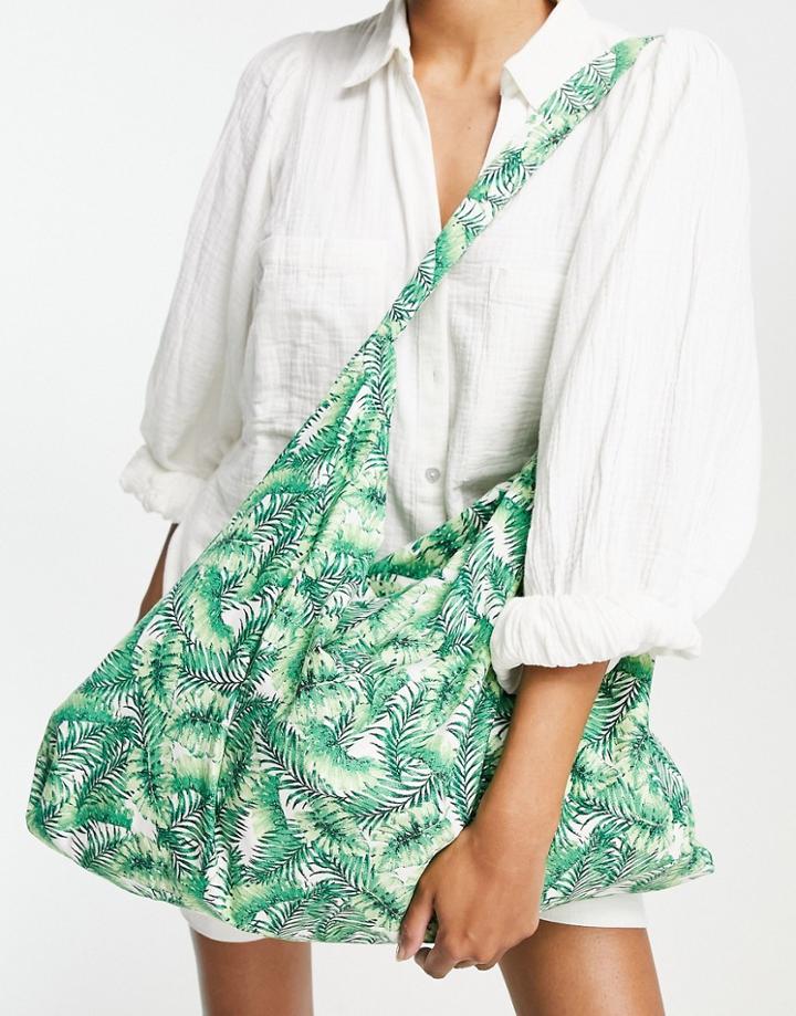 Vero Moda Tote Bag In Green Print