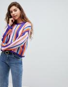 Asos Design Sweater With Vertical Stripe-multi