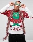 Brave Soul Holidays Elf And Safety Sweater - Red