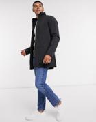 French Connection Lined Funnel Mac Jacket In Black
