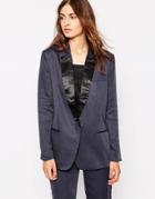 Selected Storm Blazer With Black Lapel - Blue