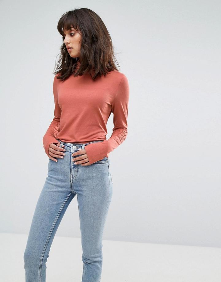 Weekday Ribbed Turtleneck - Orange