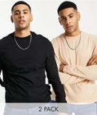 Asos Design 2 Pack Long Sleeve T-shirt In Multi - Multi