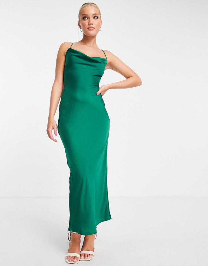 In The Style Cowl Neck Midi Dress In Emerald Green