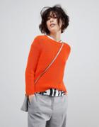 Hugo Signature Ribbed Sweater - Orange