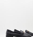 Asos Design Wide Fit Verity Loafer Flat Shoes With Trim In Black