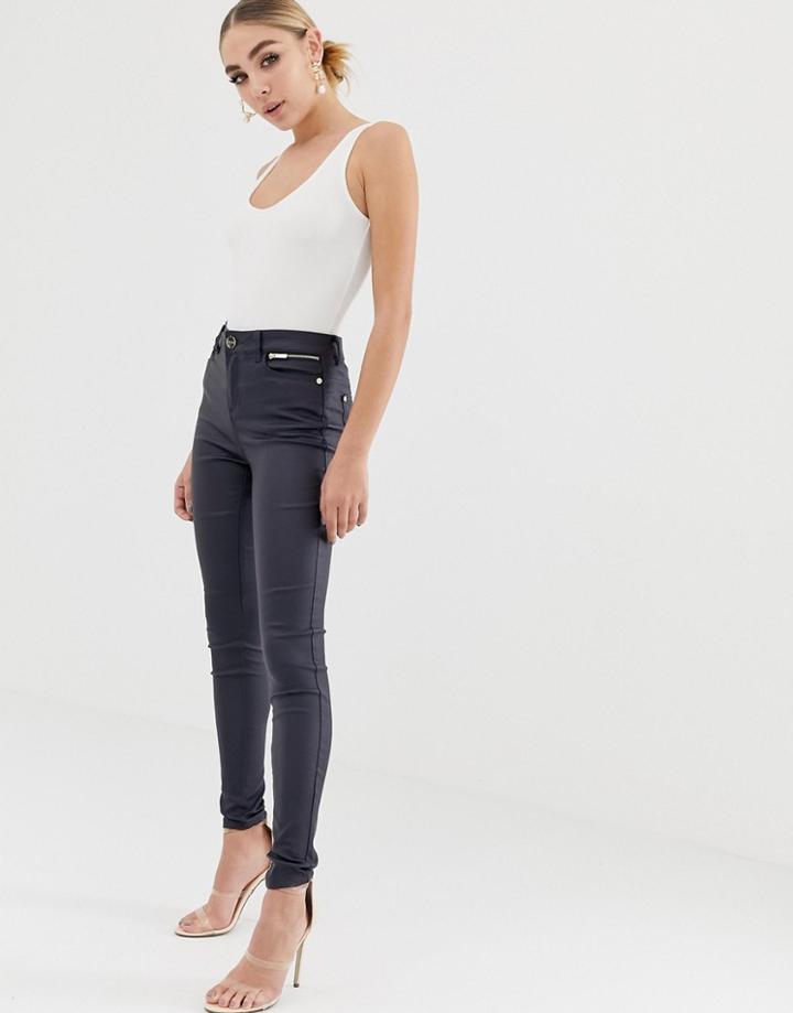 Lipsy Coated Skinny Jeans - Navy