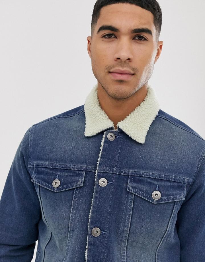 Le Breve Borg Denim Jacket-blue