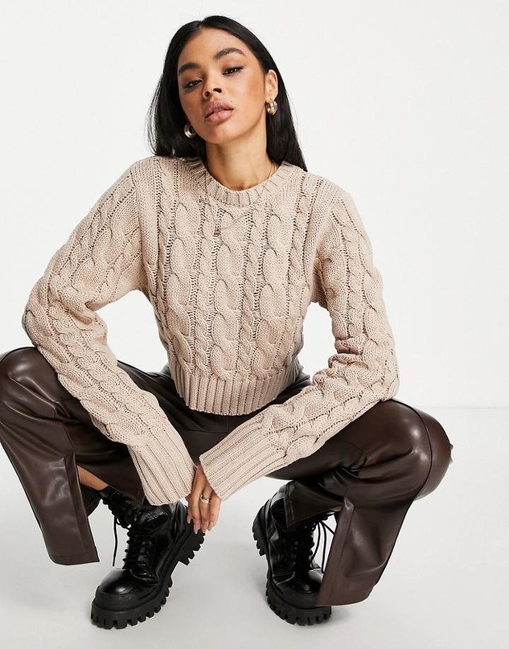Na-kd Cable Knit Sweater In Beige - Part Of A Set-neutral