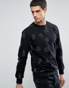Antioch All Over Letter Sweater - Black