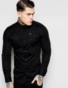 Diesel Shirt S-haul Slim Fit Military Poplin In Black - Black