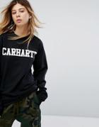 Carhartt Wip Oversized Long Sleeve T-shirt With College Logo - Black