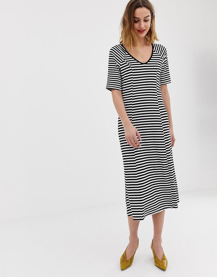 Vero Moda Ribbed Stripe Midi Dress - Multi