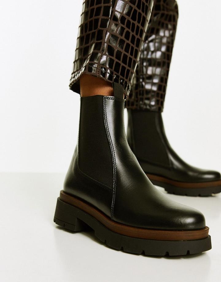 Schuh Ames Chunky Leather Chelsea Boots In Black