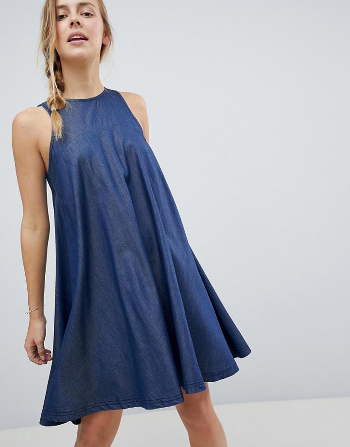 Bellfield Reeka Tencel Blend Trapeze Dress - Blue